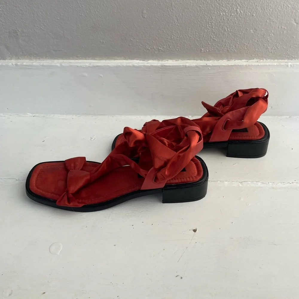 Zara Satin Wrap Sandals - Picture 4 of 5